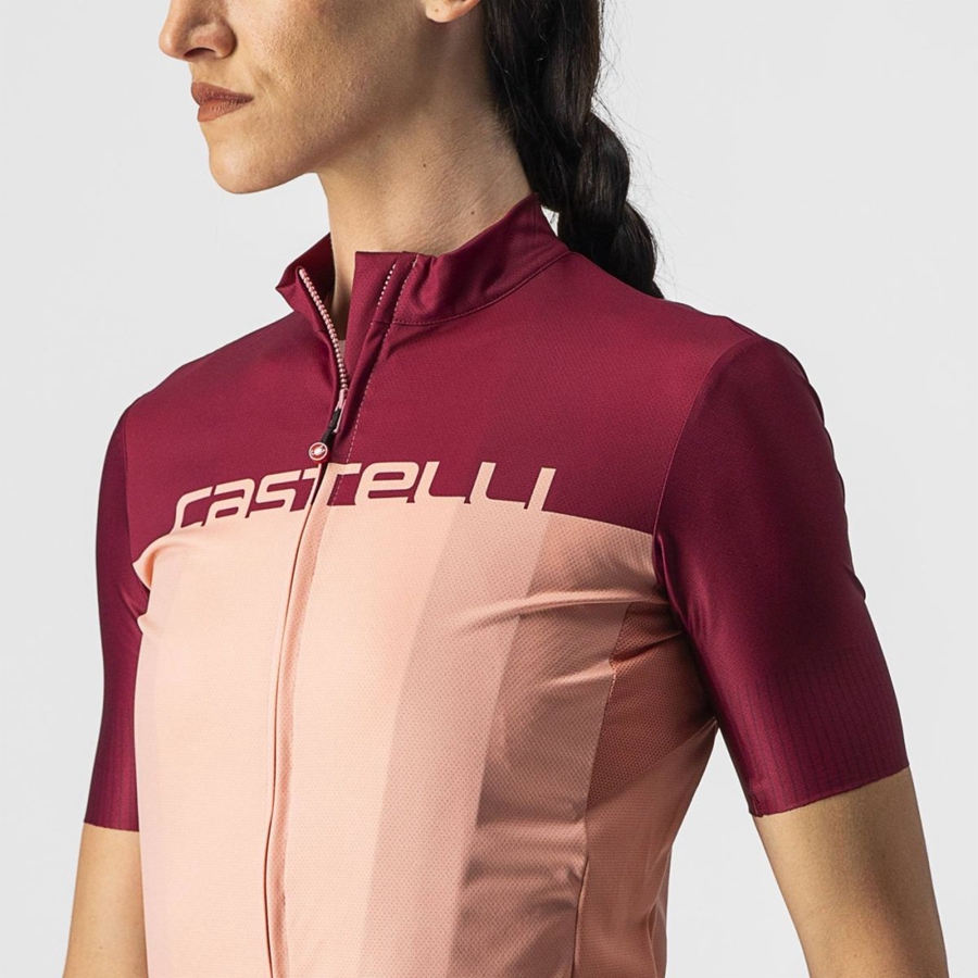 Castelli VELOCISSIMA レディース ユニフォーム ピンク ボルドー | 125980-NXQ