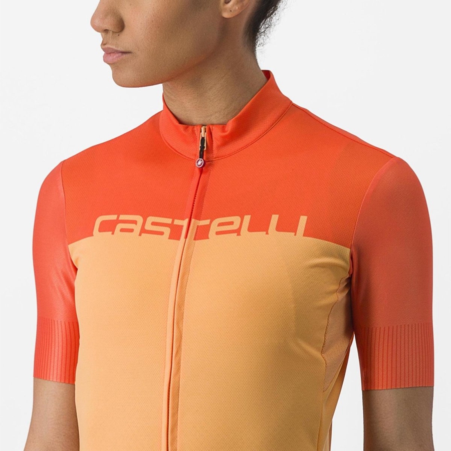 Castelli VELOCISSIMA レディース ユニフォーム オレンジ 深い赤 | 862794-SKG