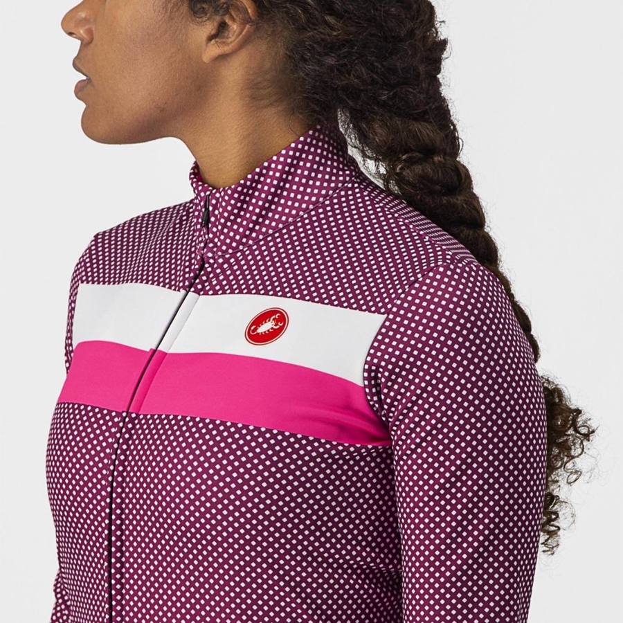 Castelli VOLARE LS レディース ユニフォーム 白 ピンク | 791268-TJI