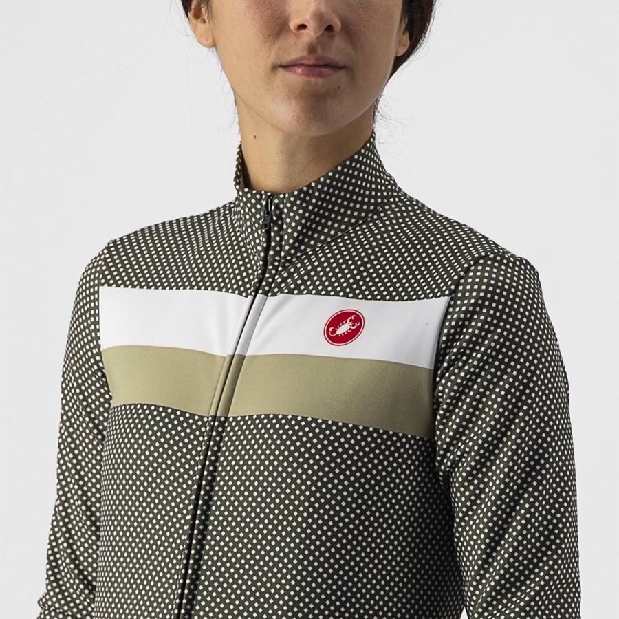 Castelli VOLARE LS レディース ユニフォーム 緑 白 緑 | 358140-UKS